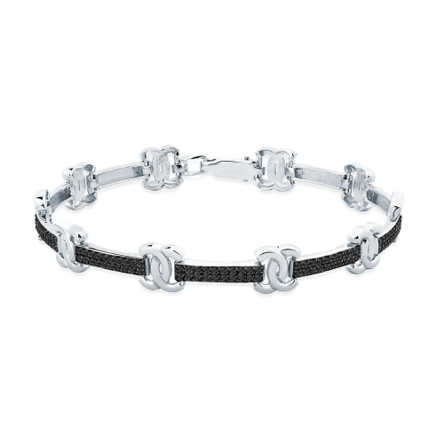 Браслет из белого золота 585 пробы с черными бриллиантами