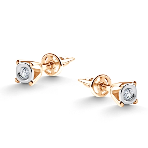 Серьги пусеты из золота 585 пробы с бриллиантами