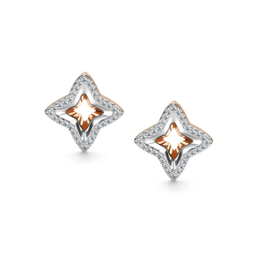 Серьги пусеты из золота 585 пробы с бриллиантами