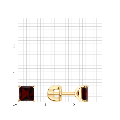Пусеты (925 п) гранат