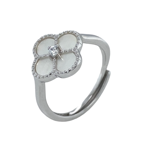 Кольцо из серебра 925 пробы с перламутром и фианитами