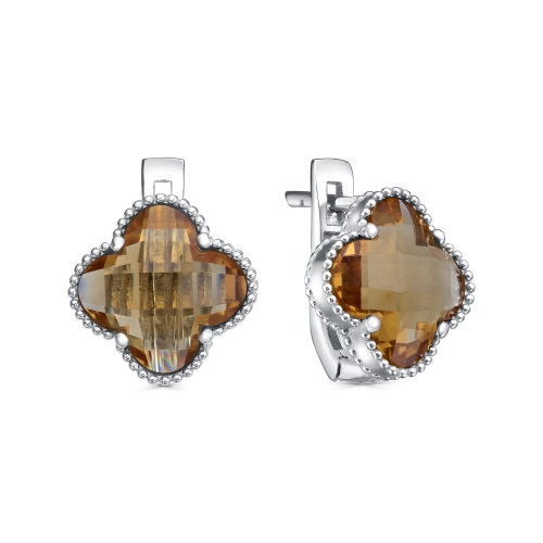 Серьги из серебра 925 пробы с искусственными султанитами