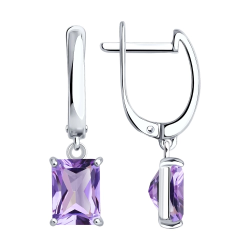 Серьги из серебра 925 пробы с аметистами
