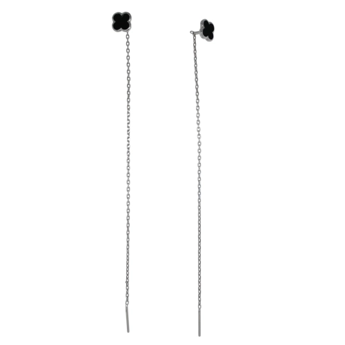 Серьги продевки из серебра 925 пробы с эмалью