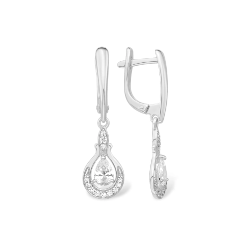 Серьги из серебра 925 пробы с фианитами