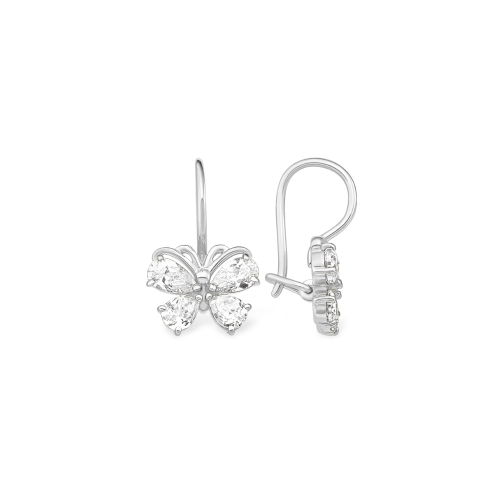 Серьги петельки из серебра 925 пробы с фианитами