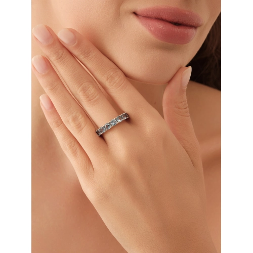 Кольцо из серебра 925 пробы с цветными фианитами