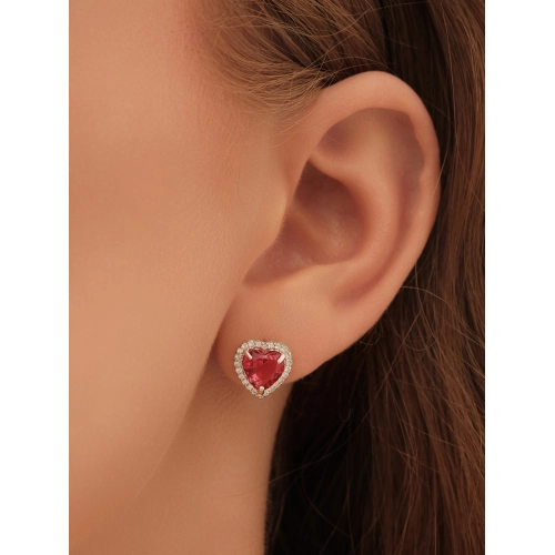 Серьги пусеты из серебра 925 пробы с цветными фианитами