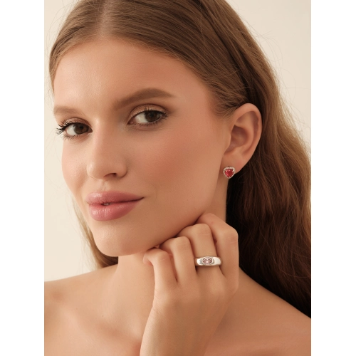 Серьги пусеты из серебра 925 пробы с цветными фианитами