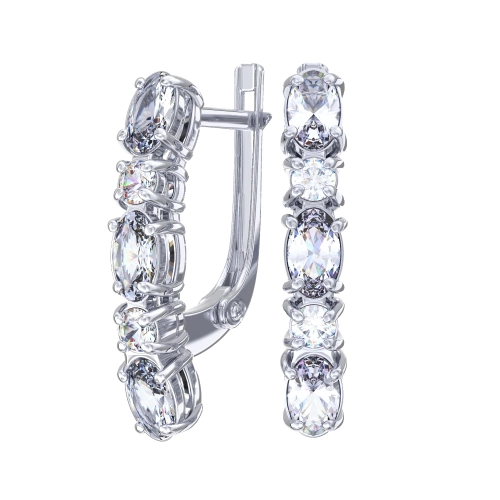 Серьги из серебра 925 пробы с фианитами