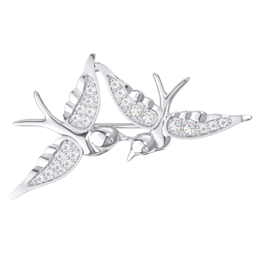 Брошь из серебра 925 пробы с фианитами