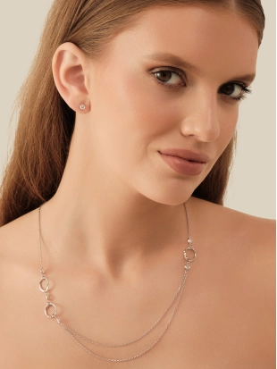 Колье многоярусное из серебра 925 пробы с фианитами