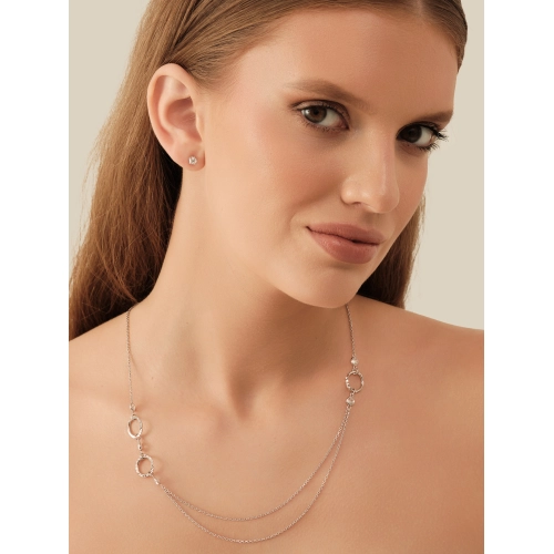 Колье многоярусное из серебра 925 пробы с фианитами