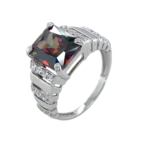 Кольцо из серебра 925 пробы с цветными цирконами