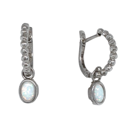 Серьги из серебра 925 пробы с искусственным опалом