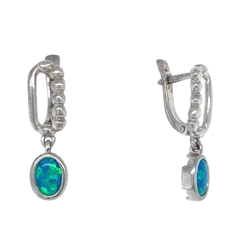 Серьги из серебра 925 пробы с искусственным опалом