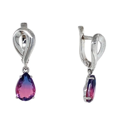 Серьги из серебра 925 пробы с искусственным турмалином