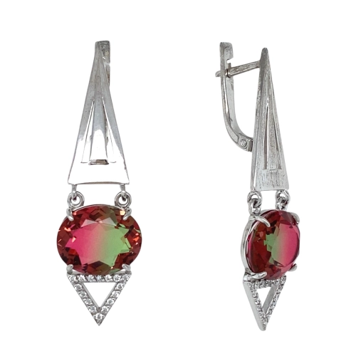 Серьги из серебра 925 пробы с кристаллами и фианитами