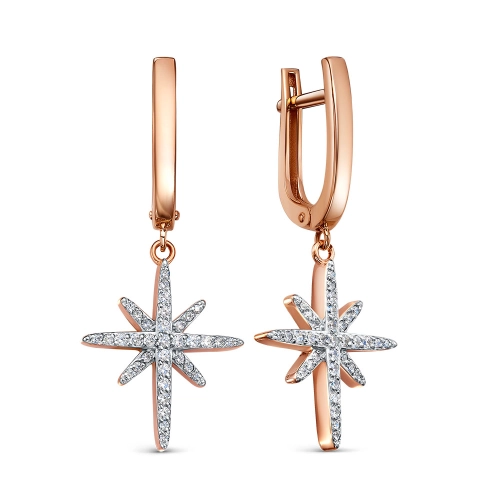 Серьги из золота 585 пробы с фианитами