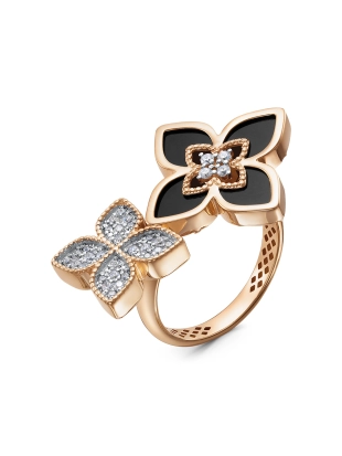 Кольцо из золота 585 пробы с ониксом и фианитами