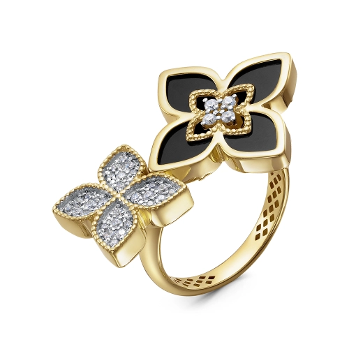 Кольцо (585 ж) оникс, фианит