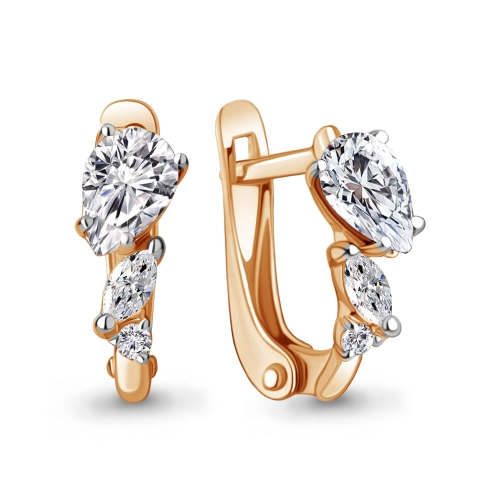 Серьги из золота 585 пробы с фианитами
