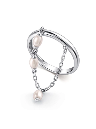 Кольцо из серебра 925 пробы с искусственным жемчугом