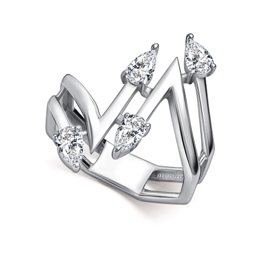 Кольцо из серебра 925 пробы с фианитами