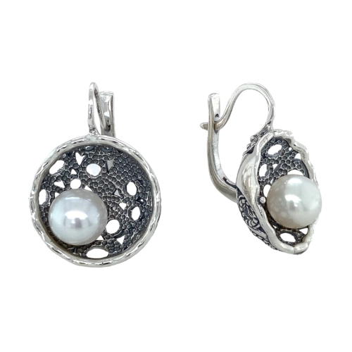 Серьги из серебра 925 пробы с жемчугом