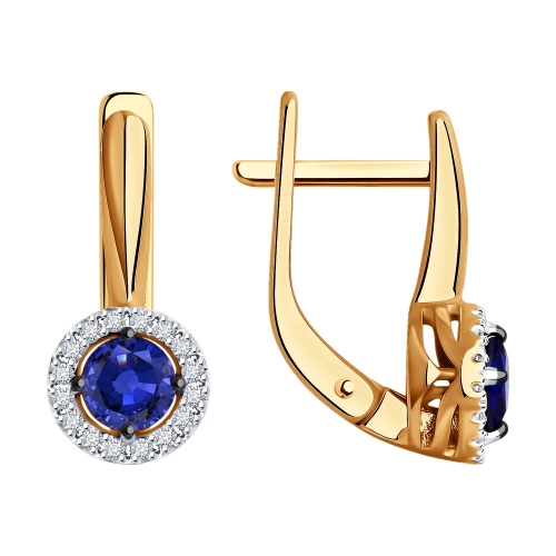 Серьги из золота 585 пробы с сапфирами и бриллиантами