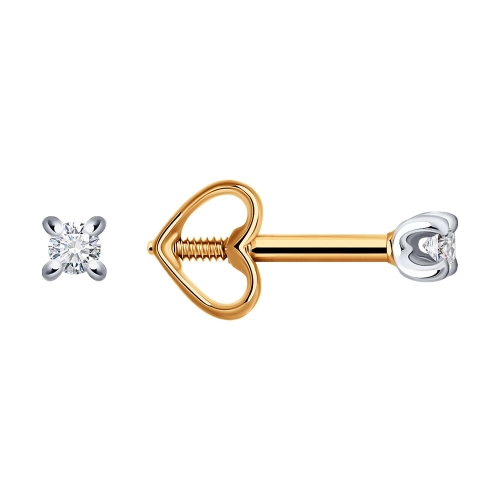 Серьги пусеты из золота 585 пробы с бриллиантами