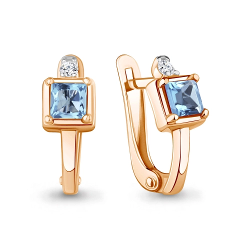 Серьги из золота 585 пробы с топазами и фианитами