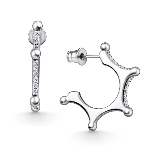 Серьги пусеты из серебра 925 пробы с фианитами