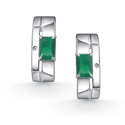 Серьги из серебра 925 пробы с агатом и бриллиантами