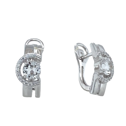 Серьги из серебра 925 пробы с горным хрусталем и фианитами