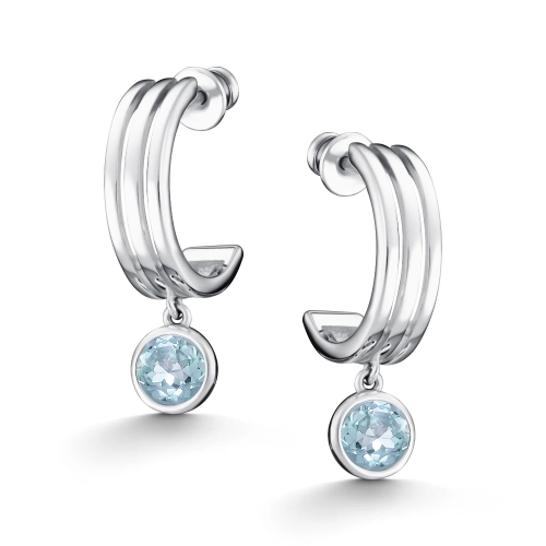 Серьги пусеты из серебра 925 пробы с топазами