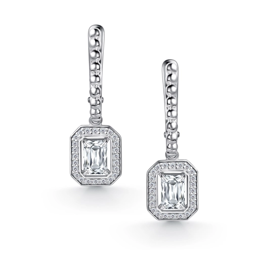 Серьги из серебра 925 пробы с горным хрусталем и фианитами