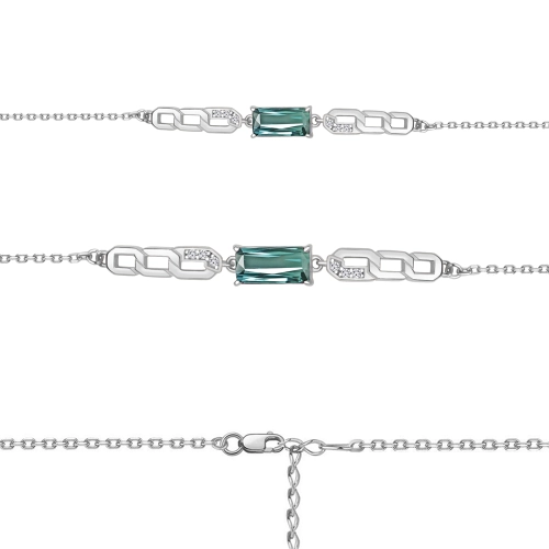 Браслет (925) турмалин синт., фианит