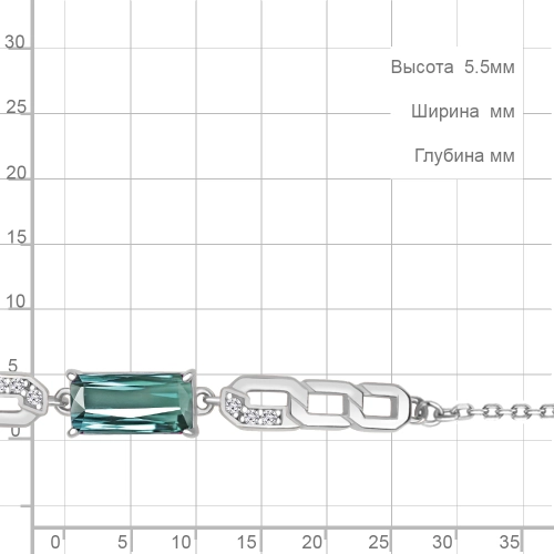 Браслет (925) турмалин синт., фианит