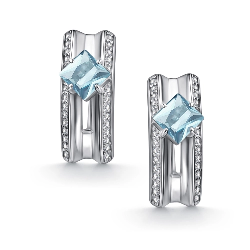 Серьги из серебра 925 пробы с топазами и фианитами