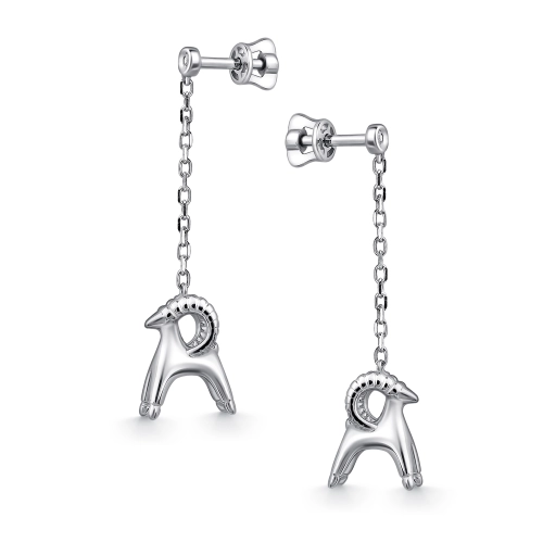 Серьги пусеты из серебра 925 пробы с фианитами