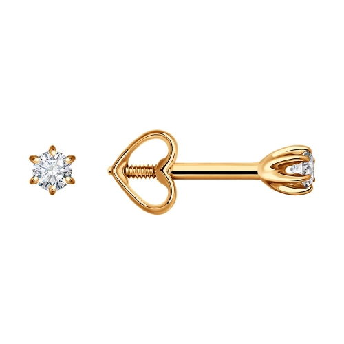 Серьги пусеты из золота 585 пробы с бриллиантами