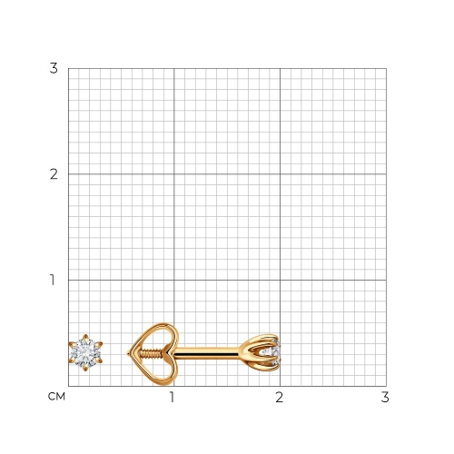 Серьги пусеты из золота 585 пробы с бриллиантами