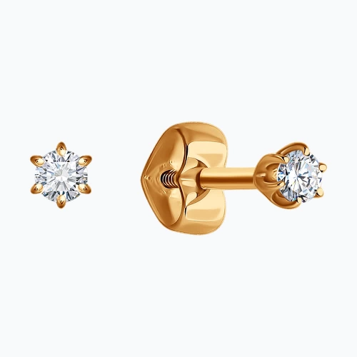 Серьги пусеты из золота 585 пробы с бриллиантами