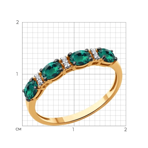 Кольцо из золота 585 пробы с изумрудом и бриллиантами