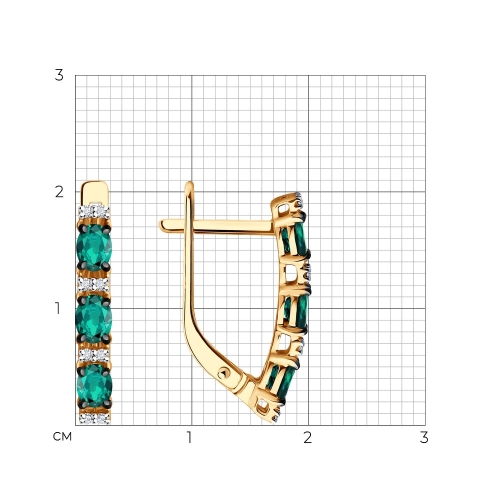 Серьги из золота 585 пробы с изумрудами и бриллиантами