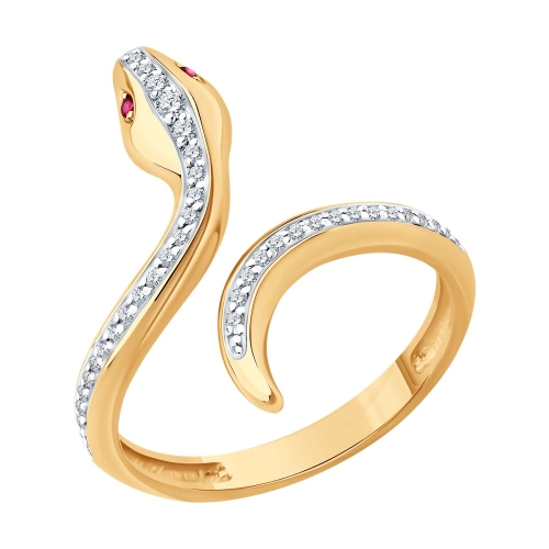 Кольцо из золота 585 пробы с рубином и бриллиантами