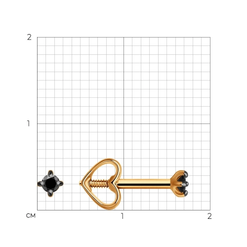 Пусеты (585) черный бриллиант
