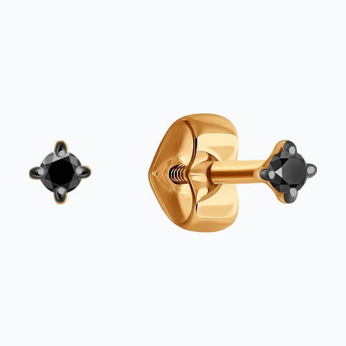 Пусеты (585) черный бриллиант