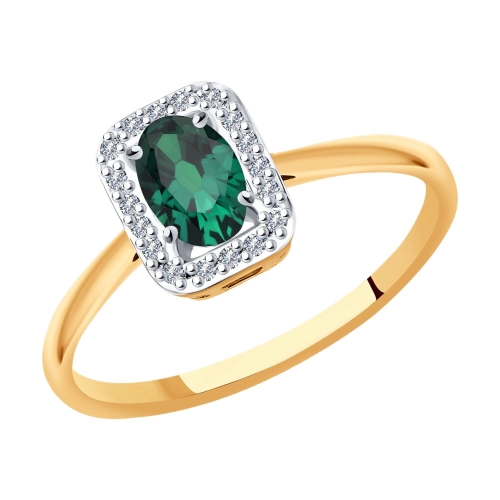 Кольцо из золота 585 пробы с изумрудом и бриллиантами